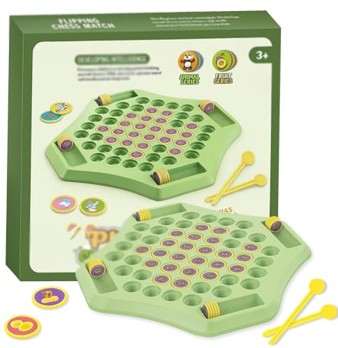 ARROMI Flip-Match Board Game, Fruit Themed Memory Matching Game, Interactive Educational Game for Family Game Night & Travel Entertainment