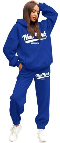 Vhersily 2026 Tuta Da Donna Con Stampa Baseball New York, Tuta Da Jogging In Due Pezzi, Con Cappuccio E Pantaloni, Set Sportivo Sportswear Fitness Completi Ginnastica Completo Casa Streetwear Morbido