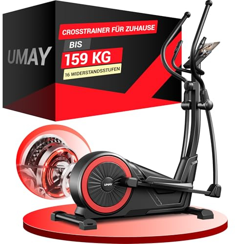 UMAY Ellittica da Casa, Ellittica Ultra Silenziosa con 16 Livelli di Resistenza, Falcata da 40 cm,volano 7 kg,Impugnature per Frequenza Cardiaca, Display LCD, Portata Massima 159 kg