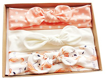 Vellette Fascia Capelli Bimba Cotone Bowknot Elastica Colori Diversi Regalo per Neonate Bambine 3Pcs