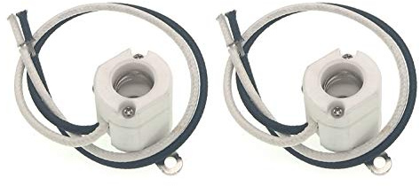 E11 Mini-Candelabra Base Ceramic Lampholder,TWDRTDD Mini Can E-11 Base Porcelain Halogen Bulb Socket with 8 Wire Leads (2-Pack,SizeA)