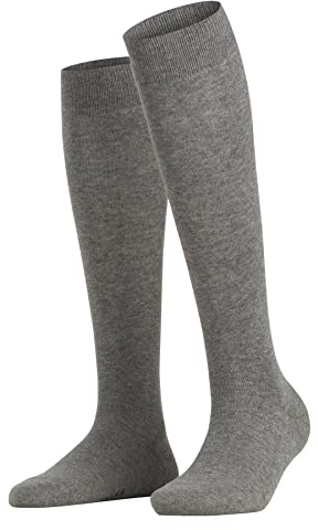 FALKE dam Knästrumpor Family W Kh hållbar bomull lång enfärgat 1 par, Grå Greymix 3399, 35-38