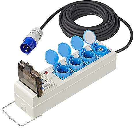 Zelt Steckdose CEE 10M 3x2,5mm² mit FI USB 3X Schuko Dachzelt Steckdosenleiste
