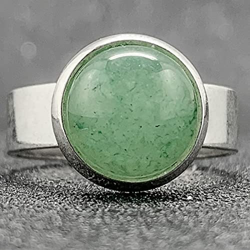 WLLDDDIU Ring Damen, Vintage Naturstein Grün Aventurin Offene Ringe Für Frauen Klassische Ringe Für Damenhochzeitsgeschenke Einstellbar