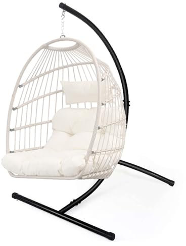 Goutime Hängesessel Gestell Hängematte Stuhl Stand nur, Hängematte Stand C Form für Indoor Outdoor Hanging Egg Swing Stuhl/Rattan Swing Sitze,Maximale Traglast 158kg (Nur das Gestell,ohne Hängesessel)