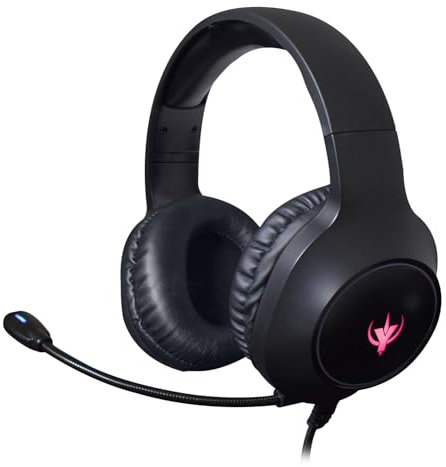 SPYCO - Auriculares Gaming Impulse HE-121 | Audio 50mm | Micrófono Omnidireccional | RGB | Jack 3.5mm y USB | Compatible PS4/Xbox One/Nintendo Switch | Negro, 50 mm, Cuero sintético