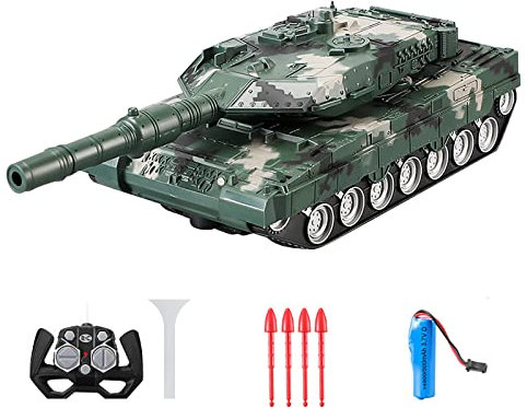 Alecony 2 Akku Lange Laufzeit Ferngesteuerter Panzer kann drahtloses Offroad-Spielzeugauto abfeuern Multifunktionale Kinderfrüherkennung Intelligentes ferngesteuertes Auto (Camouflage, One Size)