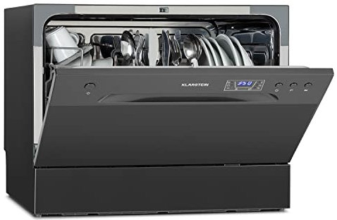 Klarstein Lavastoviglie 6 Coperti, Libera Installazione Silenziosa con 6 Programmi di Lavaggio, Mini, Piccola da Tavolo Compatta e Facile da Installare, Acciaio inossidabile, Antracite