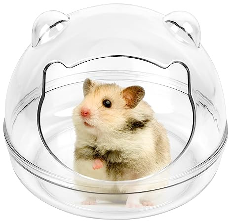 QKURT Hamster Sand Bath,Hamster Sand Bath Container,Transparent Hamster Toilet Hamster Bathroom,Small Pet Bathtub,Washable Small Animal Sauna Sandpit for Syrian Hedgehog Guinea Pig Chipmunk(M)