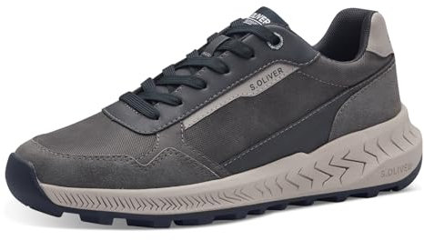 s.Oliver Herren Sneaker flach mit Schnürsenkeln Low Top, Grau (Grey Comb.), 44 EU