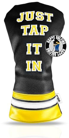 Wolph Happy Gilmore Golf Club Covers - Funny 'Just Tap It in' Driver Headcover - Premium Leather - Personalized Golf Club Covers - Golf Accessories for Men and Women, Fits Any Size.