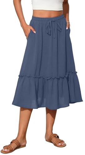 TASAMO 2024 High Waist Flared Skirt with Pockets - Perfect for Adding a Touch of Elegance to Your Everyday Look