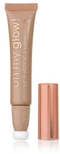 youstar OH MY GLOW Highlighter/Blush mit Kissenaplikator | Pflegender Blush, Lichtreflektierende Partikel, natürliches Finish, für Alle Hauttypen, leicht zum Auftragen, Farbe:02 Champagne