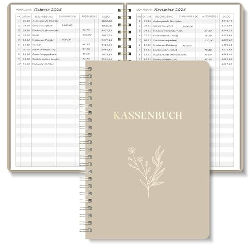 BIROYAL Budget, 120 pagine, libro finanziario a spirale, libro contabile di entrata e spese, tracker di spese, agenda finanziaria, taccuino per il monitoraggio del budget, contabile per piccole