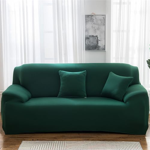 Odot Copridivano 4/3/2/1 Posti Poliestere Colore Scuro, Copridivano Elasticizzato Universale, Copri Divano AntiGraffio, Copri Divano con Braccioli, Fodera Divano Antiscivolo (3 posti,Verde)