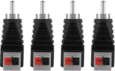AXFEE 4 Pezzi Adattatore per Cavo da RCA Maschio, Connettori di Alimentazione DC da 5,5mm x 2,1mm, RCA Maschio a AV 2 Terminale a vite Video Audio Tipo di pressa a molla per CCTV