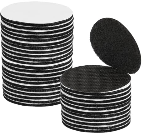 Tucnoeu Lot de 20 pièces de fermeture auto-adhésive Velcro de 5 cm ronde, bande Velcro auto-adhésive, fermeture Velcro double face à coller, bandes Velcro noires
