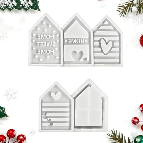 Lot De 5 Mini Moules En Silicone Pour Maison, 3D DIY, Avec Motif Love, Pour Placer Des Bougies, Le Moulage En Plâtre, La Décoration Intérieure(Blanc)