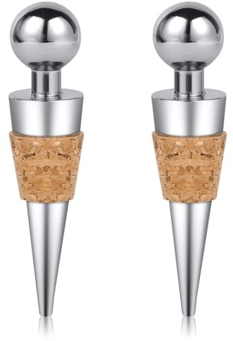 Teouuas 2 Piezas Tapones de Vino, Tapon Vino Reutilizables, Tapón de Botella Antigoteo y Hermético, Tapones para Botellas para Champán, Cerveza y Licores, Conservación Fresca (Estilo 3)