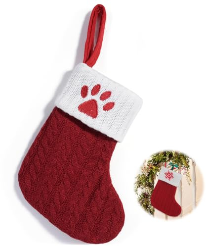 GNHG Chaussette De Noël Personnalisée,Bottes Chaussette Rouge Xmas Sac Cadeau Pour Décoration Cheminée Sapin De Noël(Empreintes)