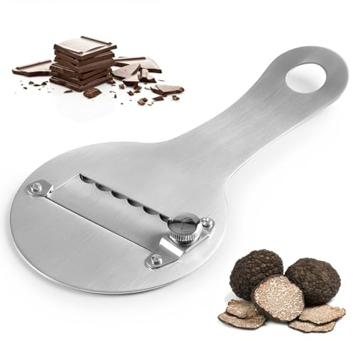 PHYNDR Rallador de Trufas, Acero Inoxidable,Forma Redonda,Con Cuchilla Ajustable,Mango de Madera,Multifuncional,Artículos de Cocina