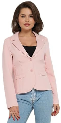 Ballandoro Blazer Mujer Elegante Corto - Chaqueta Ceremonia Ligera Made in Italy, para Conjunto Ropa Casual y Tailleur Elegantes, Boleros Cardigan Chaqueta, Tallas Grandes, rosa Cipria, S