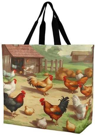 Bolsa Hombro Granja De Gallinas Asadas Bolso Bandolera Impermeable Versátil Bolsas De Compra Para Shopping Mujer Adulto
