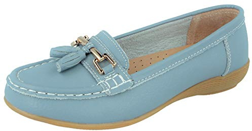 Jo & Joe Ladies LR Nautical Loafer Flatform Shoes Baby Blue UK 6