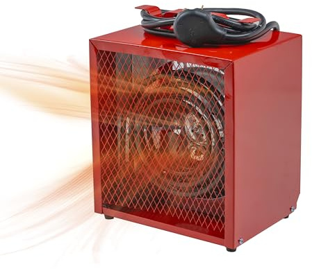 Comfort Zone 4,800W Electric Fan-Forced Industrial Space Heater for Garage & Workshop, Heavy Gauge Steel, Thermostat Control, Overheat Protection, Carry Handle, Rubber Feet, NEMA 6-30P Plug