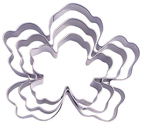 Juego de cortadores de galletas de flores tropicales, 3 piezas, acero inoxidable