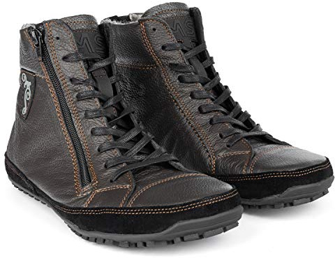 Magical Shoes Barfotaskor Alaskan, fodrade, för kvinnor och män, snörkängor, stövlar för vintern, minimalistiska halvstövlar, barfotastövlar, läderskor, vinterskor, minimala boots, BRUN, 42 EU Bred