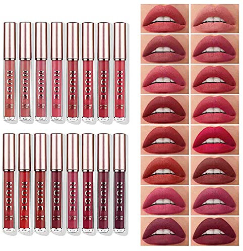 Ensemble de maquillage rouge à lèvres liquide mat velouté longue durée imperméable à l'eau haute pigmentation velours brillant à lèvres ensemble cadeau de maquillage (16 pièces)