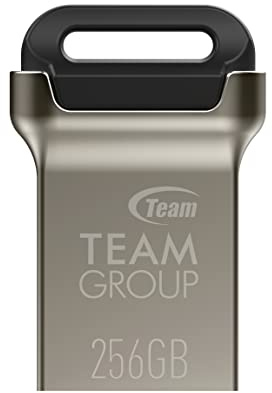 TEAMGROUP C162 256GB USB 3.2 Gen 1 USB 3.1/3.0 Mini Fits Metal Read 140MB/s Flash Thumb Drive External Data Storage Memory Stick Compatible with Computer/Laptop Black TC1623256GB01