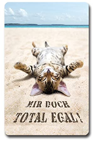TRIOSK Kühlschrankmagnete Sprüche Tiere Magnet Katze lustig mit Katzen Spruch Total Egal Katzenmotiv Katzenmagnet Geschenk für Katzenliebhaber Kühlschrank stark eckig groß 55x85 mm Hoch