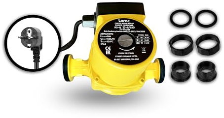 LORAC | Umwälzpumpe Heizung 220-240 V, RS-Q 25-60/180, Heizungspumpe mit 3 Leistungsstufen (46/67/93W), Zirkulationspumpe Warmwasser, 3-stufiger Druck (3/5/6m), Solar Umwälzpumpe, Poolheizung, IP44