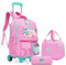 HTgroce Rosa Süßer Kinder Trolley Rucksack Schultasche Schulranzen Mädchen schultrolleys Schulrucksack Kinderkoffer Rolling Reisegepäck