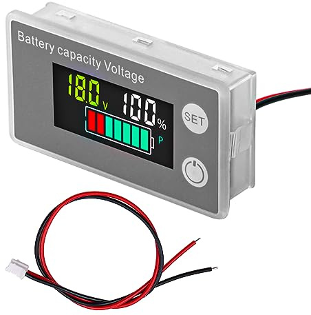 DollaTek Monitor de batería Medidor de voltaje de batería 8-100 V con alarma de baja presión Detección de temperatura Pantalla de porcentaje de energía digital para pantalla de batería de automóvil