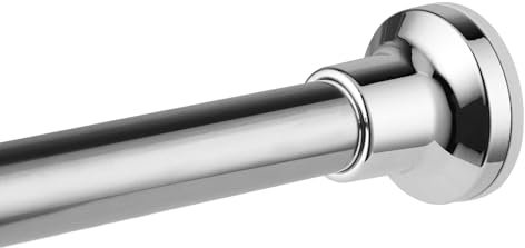 Duschvorhangstange Silber，Verstellbar Teleskop-Duschvorhangstange 74-255cm， Duschvorhangstange Ohne Bohren und Rostfrei für Badezimmer, Fenster