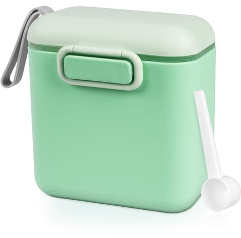 Aolso Baby Milk Powder Dispenser, 800ml Pot Formula Dispenser, Milk Powder Dispenser Pot with Sealed Silicone Ring Cover and Spoon, Baby Milk Powder Storage Container for Travel Outdoor (Green)