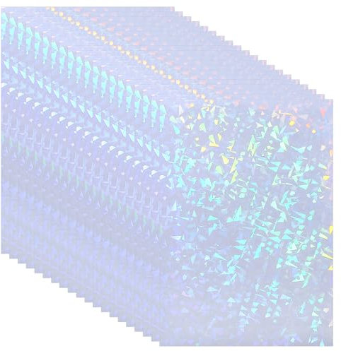 PATIKIL 8,3x5,8 Holographisches Aufkleberpapier, 20 Blatt A5 Polypropylen Selbstklebende Transparente Wasserdichte Laminierfolie für Fotokarten Scrapbook-Dekorationen, Gebrochenes Glas