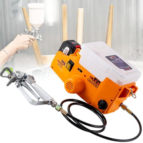 vnmudzeo Spruzzatori di Vernice Airless Portatili da 500 W, per Vernice al Lattice per Pareti Interne, Strumento di Spruzzatura A Parete Senza Fili Ricaricabile da 1,7 L,Orange