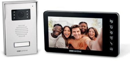 SCS Sentinel - Interphone Vidéo Filaire VisioFirst 7 – Écran LCD, Vision Nocturne, Commande de Gâche et Portail, Installation Facile, Design Moderne, Sécurité et Confort au Quotidien – Garantie 3 Ans