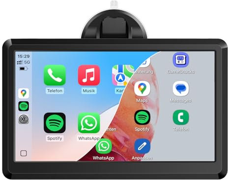 Aonerex CarPlay Bildschirm, Wireless Android Auto Display mit 7 Zoll Touchscreen, Online Navigationsgeräte, Bluetooth Freisprecheinrichtung, MirrorLink, Tragbares Multimedia für Auto PKW LKW Wohnmobil