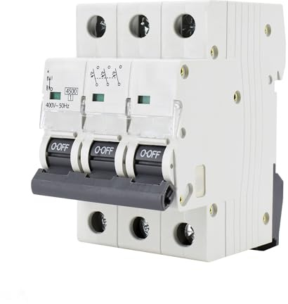 Interruptor automático 4.5KA 3 polos C 20A, protección eléctrica, ideal para sistemas de distribución y prevención de sobrecargas.