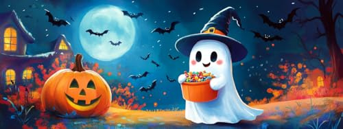 Bimkole 5D Stor Diamond Paintinger För Vuxna Halloweenspöke, Full Borrmålning Gör-det-själv Strass Broderi Set Färg Med Diamanter Kit Pumpa Korsstygn Hem Vägg Hantverk Dekoration 30x80 cm