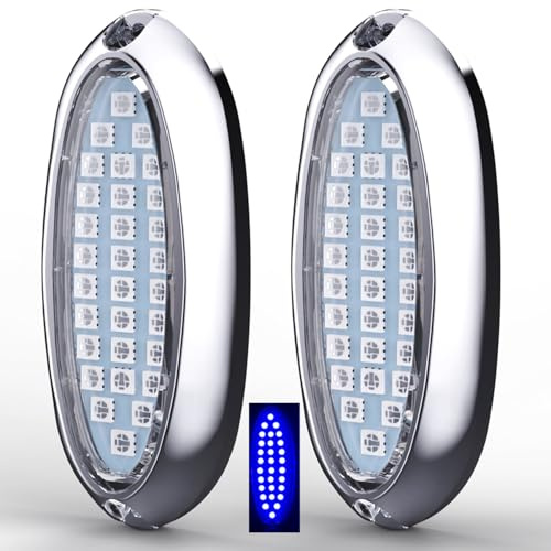 Greluma 2 Pz Luci per barche marine impermeabili da 12/24V,acciaio inossidabile,30 LED,illuminazione subacquea,luci di poppa per barche,luci di navigazione,luci di scarico,lampada di cortesia