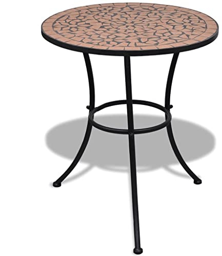 Tomostar Table d'appoint en Mosaïque, Table Bistro Rond de Balcon Jardin Terrasse Extérieure Terre Cuite 60 cm Mosaïque