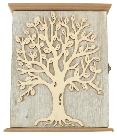Ubric Armario de Llaves de Madera de Estilo Vintage con 6 Ganchos, Caja de Almacenamiento para Entrada, Pasillo u Oficina