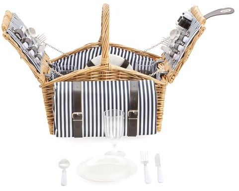 Dutch Mountains Panier Pique-Nique pour 4 Personnes Deluxe - Sac Pique Nique 24 pièces avec Couverture