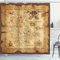 ABAKUHAUS Insel Duschvorhang, Altes Papier Schatzkarte, Stoffliches Gewebe Badezimmerdekorationsset mit Haken, 175 x 240 cm, Beige Braun